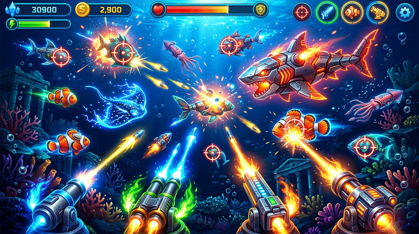target game tembak ikan, senjata tembak ikan, jenis ikan arcade, panduan menembak ikan, fitur permainan arcade